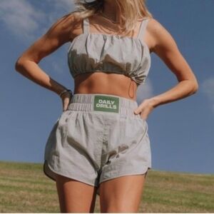 Daily Drills bubble bra and bounce shorts set in Light Green;